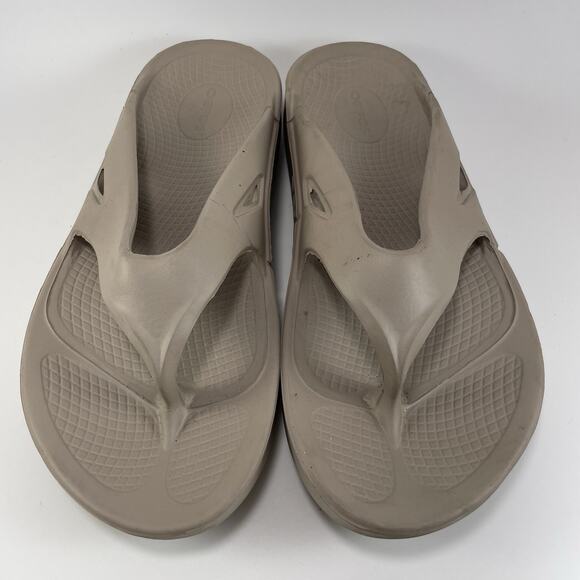 Oofos Ooriginal Flip Flip Sandals Mens Size 8 Womens Size 10 Nomad Beige Tan - Picture 9 of 9